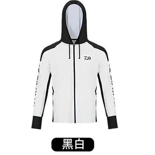 DAIWADAIWA Dayiwa sun protection clothing fishing clothing hoodie ice silk fishing men's sweat-absorbent quick-drying clothing Luya clothing new white and black M