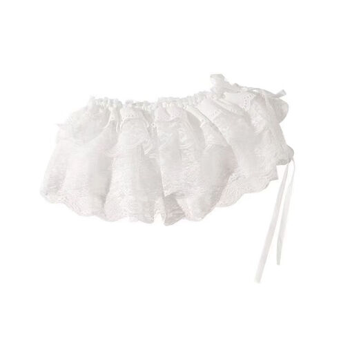 Mesh skirt for women, spring and summer lace, sweet style, layered butt curtain, versatile apron, curtain skirt, butt-covering short skirt, white, one size fits all
