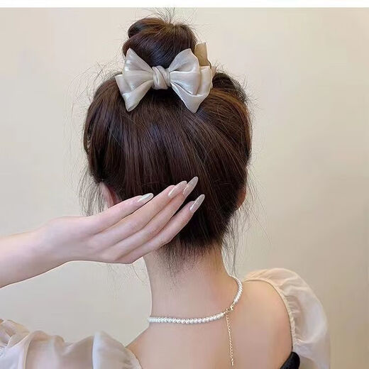 Garenbei Elegant Bow Ball Hair Clip Female Internet Celebrity New Temperament Hair Clip Super Fairy French Spring Hair Clamp Black Bow Hair Clip 1