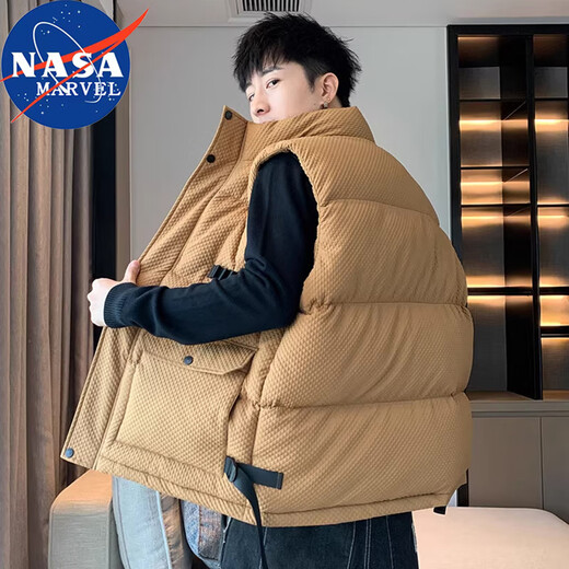NASA MARVEL cotton vest men's jacket winter stand-up collar casual warm thickening trendy brand outdoor couple wear military green 3XL