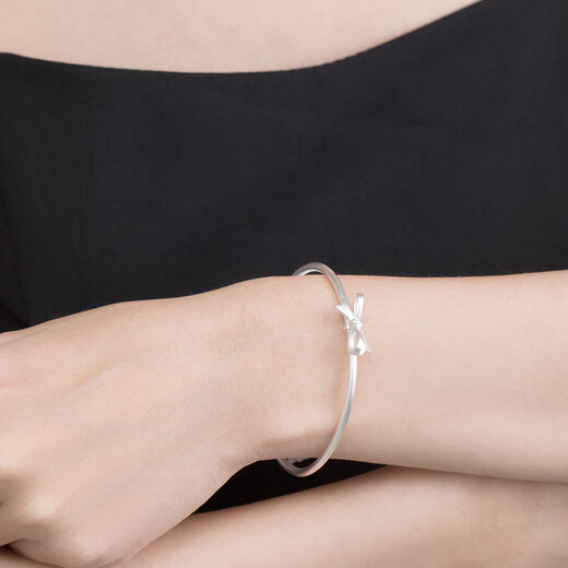 Clect Cory Bow Silver Bracelet Women's Sweet 999 Pure Silver Bracelet Elegant High-end Jewelry Birthday Gift for Girlfriend