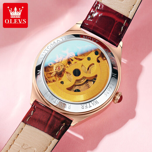 OLEVS watch women's mechanical watch fully automatic light luxury high-end luminous waterproof watch women's watch New Year gift for girlfriend