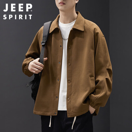 JEEP SPIRIT Jeep Work Jacket Men's 2025 Autumn and Winter Trendy Brand American Retro Handsome Jacket Men's Brown XL