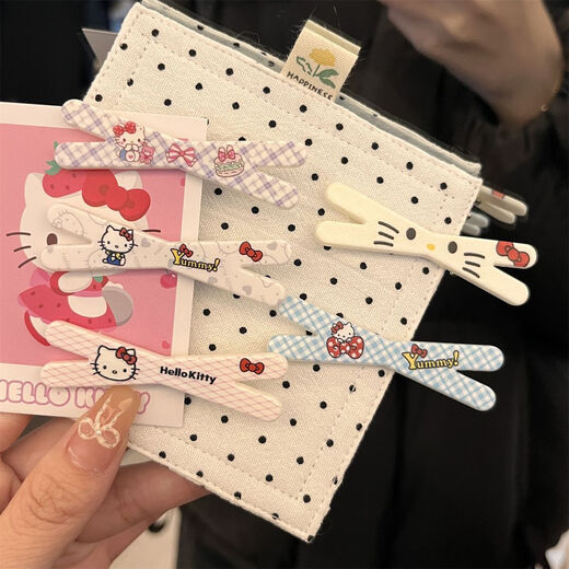 CHANSUNRUN Cute Cross KT Cat Hair Clip Cartoon Student Bangs Clip Ins Style Fresh Side Clip Girls Versatile Hair Clip Cross KT Cat Value Set of 5 Pieces One Each