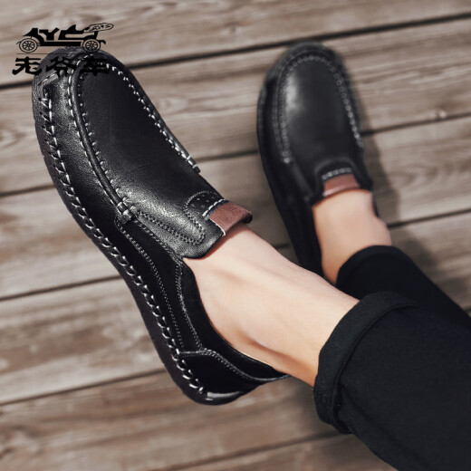 CARS CLASICA (WECKER) Hong Kong Spring Fashion Spring Fashion Zapatos para hombres Cuerpo de cuero suave SOLO SOLO CAPILLO Zapatos de frijoles británicos British Breathable Bean For Men Black [9918 Four Seasons] 38