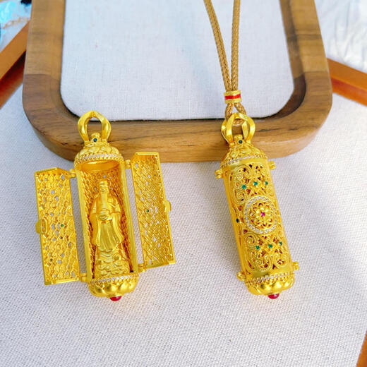 Maisiji Bangladesh Red Gold Gold Store New Chinese style diamond-encrusted God of Wealth pendant necklace, national trend and wealth, high-quality Ruyi braided rope + diamond-encrusted God of Wealth pendant