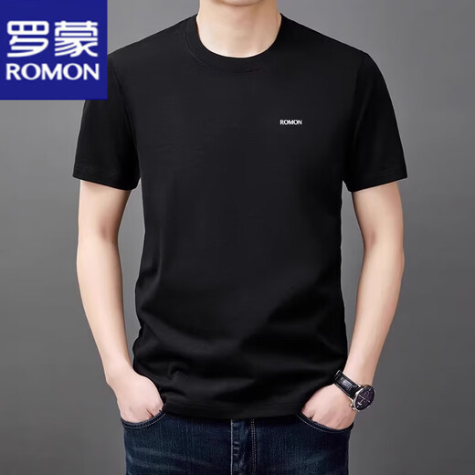 ROMON Kurzarm-T-Shirt für Herren im Sommer, neuer Stil für junge und mittlere Menschen, Rundhalsausschnitt, lockeres, atmungsaktives Oberteil mit halben Ärmeln, lässiges, cooles T-Shirt YS9929 Kamel mit Etikett M 105 90-120Jin Jin entspricht 0,5 kg