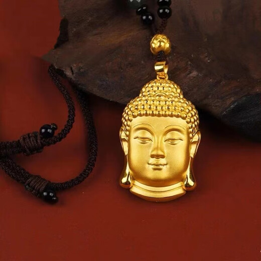 YIBIY Buddha head gold pendant for women 999 pure gold Tathagata Buddha pure gold necklace pendant 3D hard gold Buddha statue pendant new pure gold Buddha head pendant about 2.5 grams