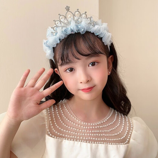 Indian (ENRMIIV) princess tiara children's crown headband little girl super fairy gauze hairpin baby hair pressure headband non-straight hair ornaments pink crown