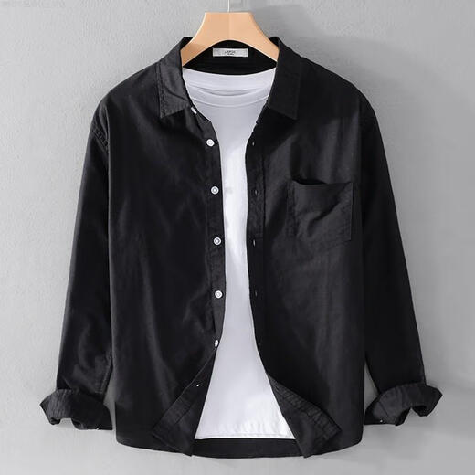 The same type of Japanese unprinted pick-up and tail-end single-tail goods men's long-sleeved shirt men's gray M