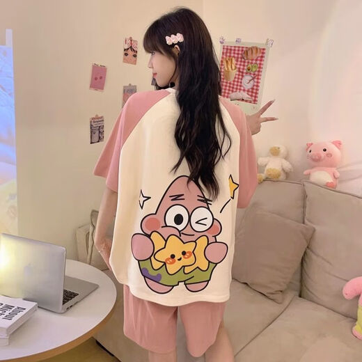 Mu fengqing sommer pyjamas Frauen Kurzärärmelte Shorts Anzug Cartoon Dünne Fett MM Plus Größe LOSS DER PAJAMAS OUTS 694 Kapibala + 693 Black Smiley Face M [Vorgeschlagene 80-98 Jin [Jin gleich 0,5 kg]]]