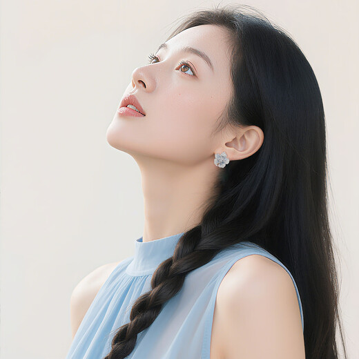 Qlady gradient blue flower earrings women's 2025 new high-end temperament earrings birthday gift for girlfriend