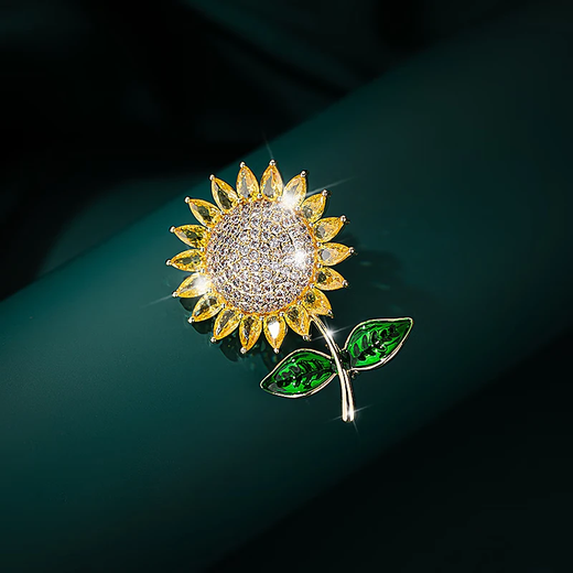 Yalundi sunflower flower brooch high-end exquisite fashion women's corsage design niche pin fixed clothing cheongsam