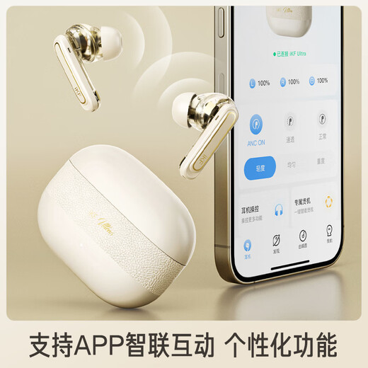 IKF Ultra ring iron noise reduction true wireless Bluetooth headset LDAC high quality ANC active noise reduction in-ear Bluetooth headset fever ultra-long battery life 25 years new Yunyan White