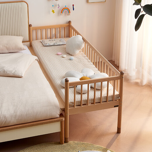 Quanyou Home solid wood crib adjustable multi-purpose 0.6m bedroom home log style splicing bed KS