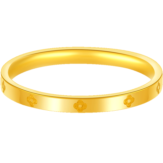 Old temple gold ring for women, gold ring, glossy four-leaf clover ring, small gram, heavy tail ring, gift for girlfriend and wife, 12#, about 1.1g (four-leaf clover model)