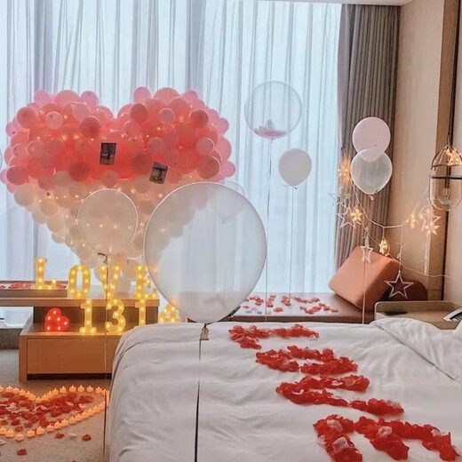 Huaiyin simulated rose petals wedding hand scattered wedding room KTV bar confession proposal Valentine's Day decoration pink gradient 1000 pieces no rubbing required