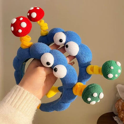 XPEL cute twist stick big-eyed boy face wash headband for women 2025 new funny hair clip with toothed anti-slip headband headwear blue big-eyed boy plush headband 1 piece