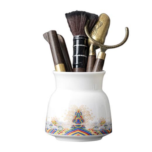 Tang Feng Tea Ceremony Six Gentlemen Set High-end Light Luxury Kung Fu Tea Set Accessories White Porcelain Tea Cylinder Pot Keeping Pen Tea Clamp Tea Making Tools White Porcelain Jiangya Tea Ceremony Cylinder + Ebony Pinsheng Accessories