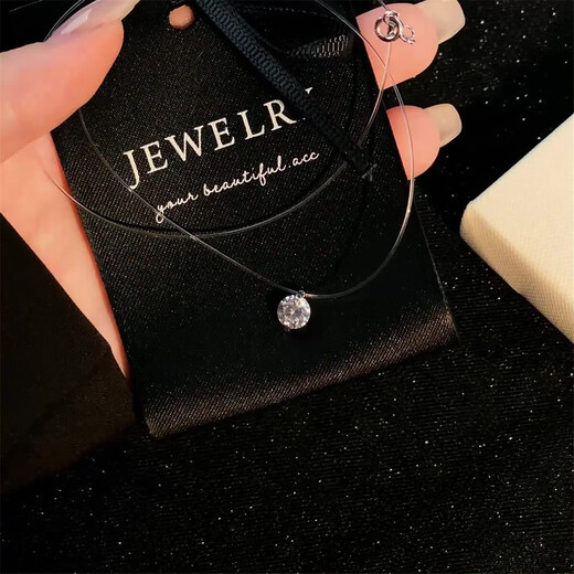 Lao Fengxiang Moissanite Mermaid Tears Silver Necklace for Women 2025 New Birthday Gift for Girlfriend Girls High-end Niche Practical L-DM21-8MM Moissanite Necklace 39cm+5cm