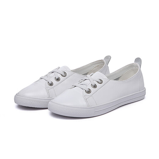 Yagroi Wenzhou zapatos blancos pequeños de cuero para mujer primera capa de piel de vaca Mako 2025 nuevos zapatos individuales de boca poco profunda de verano zapatos de suela blanda un pie 12809 forma de pie normal de mediana edad blanca 34