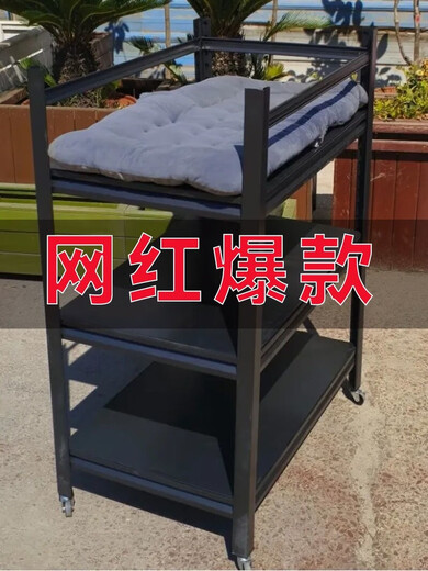 VALDERA尿布台置物架婴儿换尿布护理台可移动多功能婴儿床新生宝宝穿衣台 深邃黑【围栏联系客服】带轮款 三层*/长800/宽500/高800/*