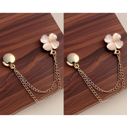 Left European corner buckle, magnetic buckle, short T-shirt hem, magic tool, knotted buckle, fixed buckle, side cufflinks, magnetic buckle that does not damage clothes, cat's eye stone, four-leaf clover, one pair