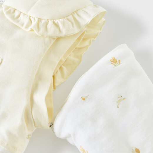 Tongtai (TONGTAI) baby hooded sleeping bag autumn and winter pure cotton baby thin cotton one-piece pajamas children anti-kicking quilt yellow 85x45cm