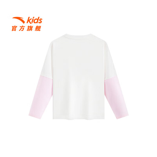 ANTA Children's T-shirt Girls' Clothing 2025 Autumn New Breathing Cotton Outdoor Girls Printed Long T Knitted Long-Sleeved Shirt Jingtu White-1 130