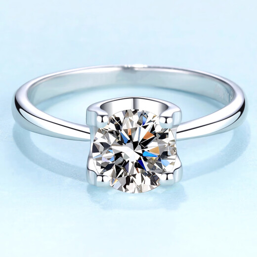 Pt950 platinum ring, D color moissanite diamond ring, four-pronged bull head 18K gold ring, holiday gift for girlfriend, light luxury model, four-pronged bull head diamond ring, 50 points, keep silent and contact customer service