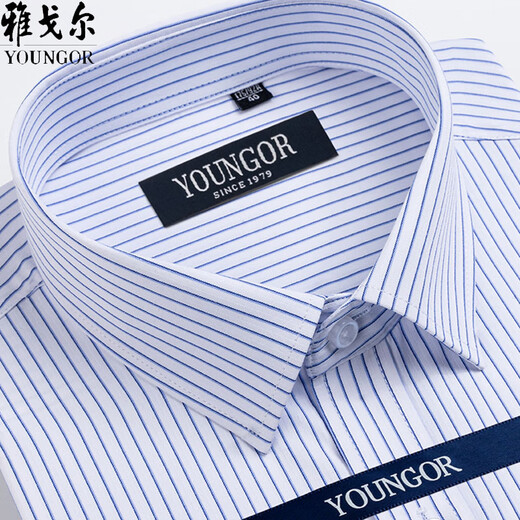 CEO Yageol Herren Short Sleeve Shirt Summer Business Casual Professional Wear Cotton No Iron mit großer Größe Streifenhirt mit mittlerem Alter Kurzarm DX6623 41
