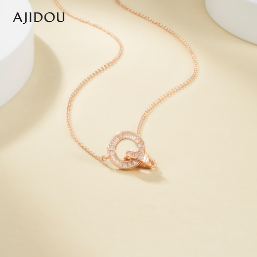 AJIDOU Ajidou necklace rose gold Roman ring retro high-end birthday gift for girlfriend rose gold necklace