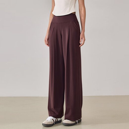 LULULMCCTN Nude Yoga Pants Women's High Waist Loose Slim Pilates Training Fitness Straight Wide Leg Sports Fitness Pants Albumin L