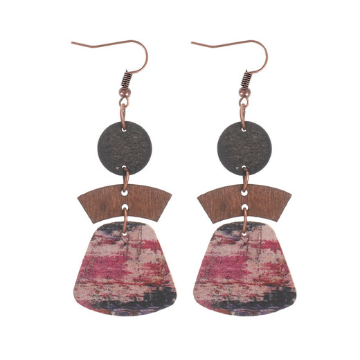 Boucles d'oreilles épissées multi-couches Boho Boucles d'oreilles en liège polyvalent géométrique simple 12111