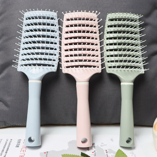 Shape fluffy ribs curved high skull hair care top large curved comb for women and men curly hair salon wide tooth hair smoothing massage comb ribs comb blue 1