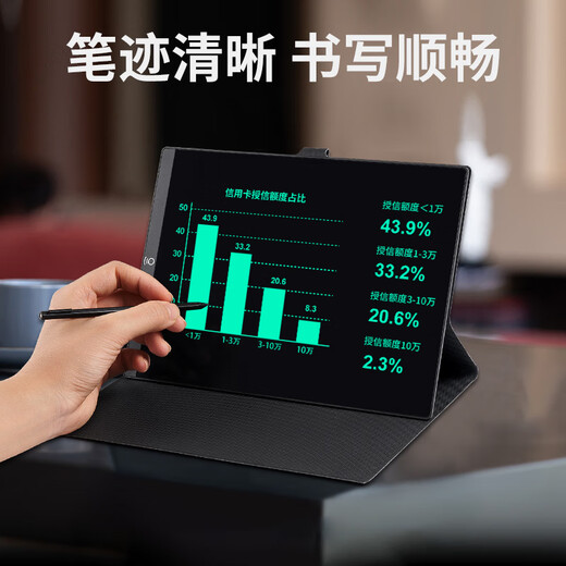 PBJ超薄细笔迹液晶手写板不扩散办公教育草稿写字板学生画板电子笔记本全面手绘板小黑板可扫描留言板 9.5英寸-黑【商务黑皮套款】