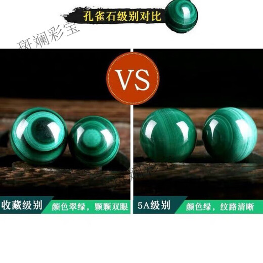 Guaranteed collection of malachite wearing double-eyed round beads loose bead bracelet bracelet Star Bodhi DIY Duobao collection-grade double-eyed malachite round beads 16mm