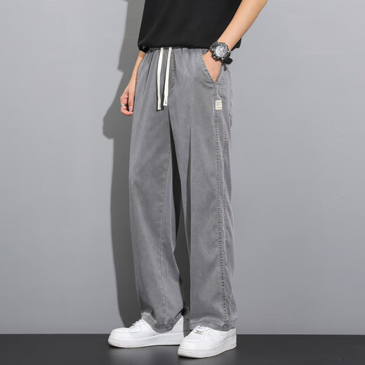 NOSSKISS International Luxury Men's Clothing Brand High-end Jeans Summer Thin Style Brand Straight Loose Wide Legs Summer Casual 1048 Black One Size 4XL Recommended 185200Jin [Jin equals 0.5 kg]