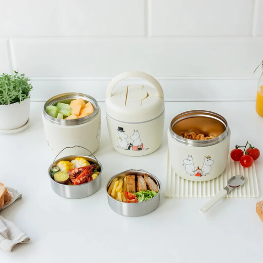 LUNTAYO Insulated Lunch Box Moomin Co-branded Limited Large Capacity Extra Long Insulated Bucket Office Worker Multi-Layer Lunch Box Moomin Co-branded/1000ml Comes with Insulated Bag