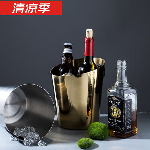 Epden's new oblique mouth stainless steel ice bucket European style fragrant ice bucket bar ktv ice bucket home beer bucket decorative ornaments gold oblique mouth ice bucket/single (+ stainless steel ice clip)