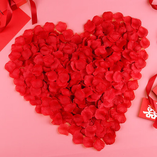 Simulated fake rose petals proposal arrangement wedding room decoration wedding red pink romantic wedding hand sprinkled flowers white (100 pieces)