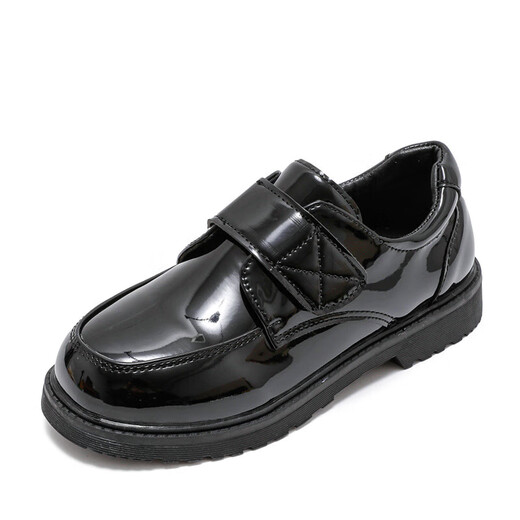 DUTRIEUX Boys' Leather Shoes Soft Sole Children's Campus Performance Shoes New Little Boy Performance British Style Student Black Leather Shoes Boys' Black Leather Shoes Upgraded Velcro Style 32 Sizes Inner Length of Shoes Approximately 200mm