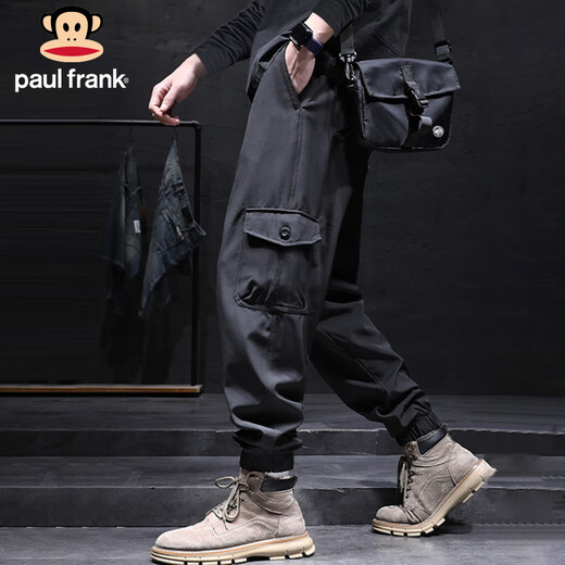 Paul Frank overalls men's autumn loose leggings men's trendy casual pants men's sweatpants black XL