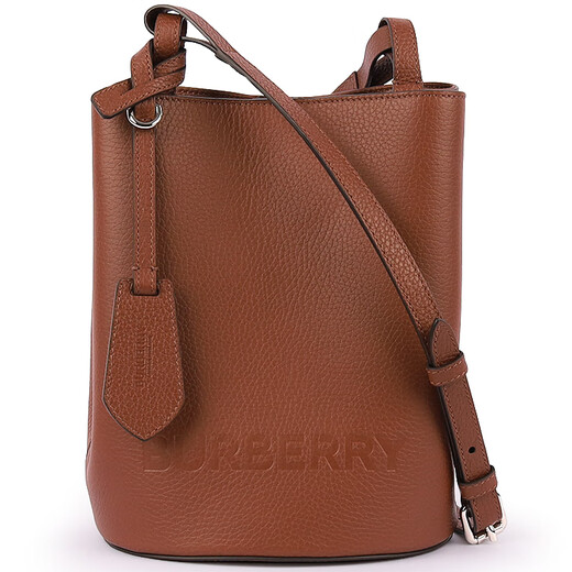 博柏利（BURBERRY）压纹徽标 小牛皮 水桶包手提单肩斜挎包 常规 女款 棕色 基础装（包+防尘袋）