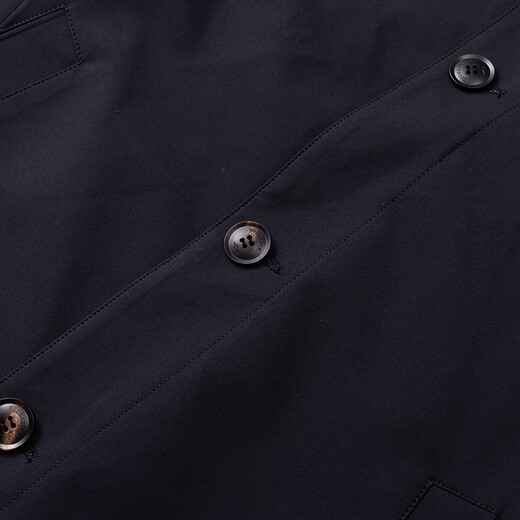 Desha Otoño Nuevo Rompevientos De Longitud Media Moda para Hombres Top De Solapa De Un Solo Pecho Chaqueta A Prueba De Viento para Hombres BR15602 Azul Oscuro XL