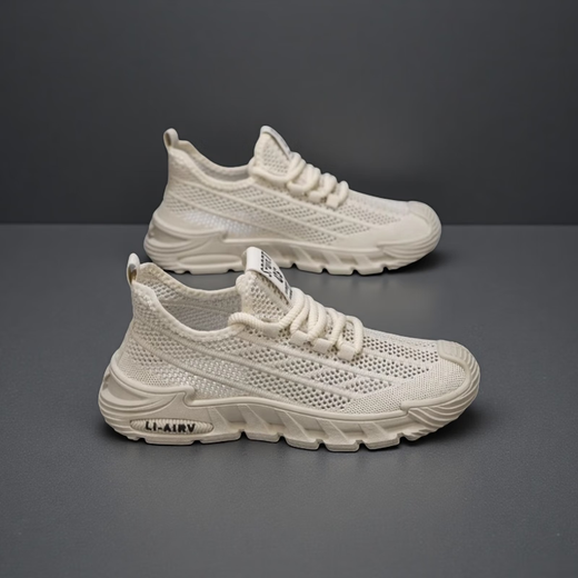 Pang Donglai DL [Recommended by Central Mother] Men's Shoes Summer 2025 New Mesh Breathable Flying Weaving Hollow Thin Mesh Shoes Men's Soft Sole Q9221 Gray [Upgraded Version] 43