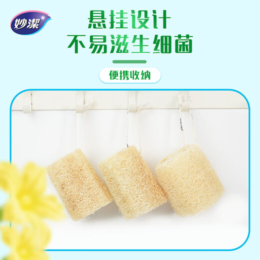 Miaojie Oil Loofah 3 pieces, loofah pulp dishcloth, pot brush, kitchen sink and stove cleaning brush