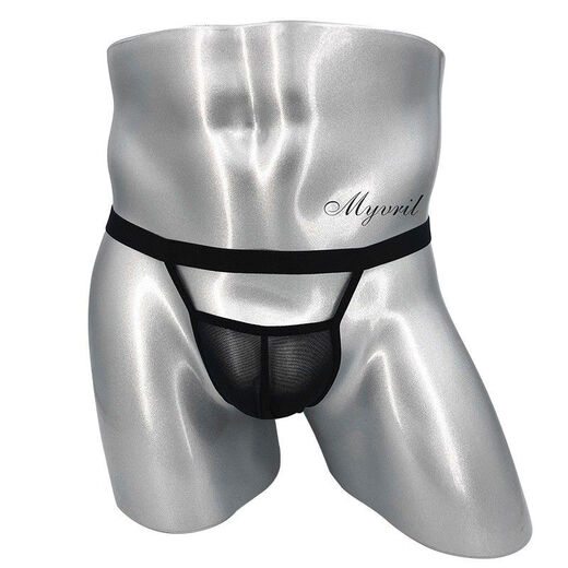 Slutty men's double thong M tight sexy personality breathable transparent hip mesh men's underwear a pair of white 90-160Jin Jin is equal to 0.5kg, inner wear