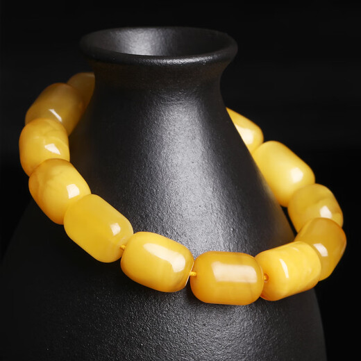 Yanyun Jewelry Collection Grade Beeswax Bracelet Russian Material Raw Mineral Amber Full Honey Chicken Oil Yellow Bracelet for Men and Women 11*14mm