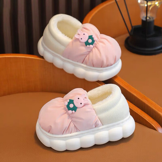 Ormenwe children's cotton slippers winter boys and girls warm bag heel slippers home outdoor slippers AM702 green 32.5 32-33